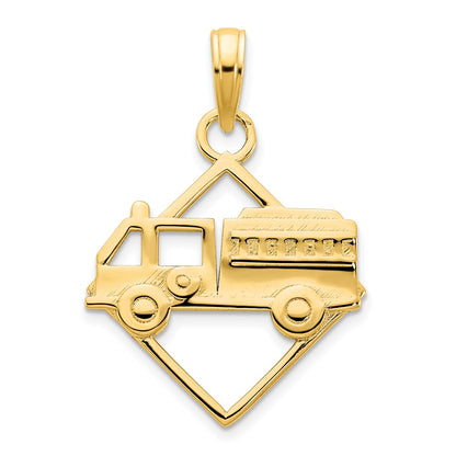 14k Yellow Gold Fire Truck Pendant