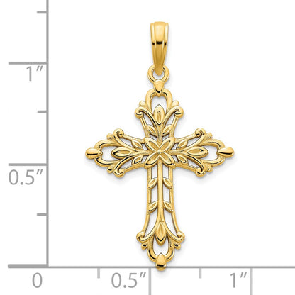 14k Yellow Gold Fancy Cross Charm
