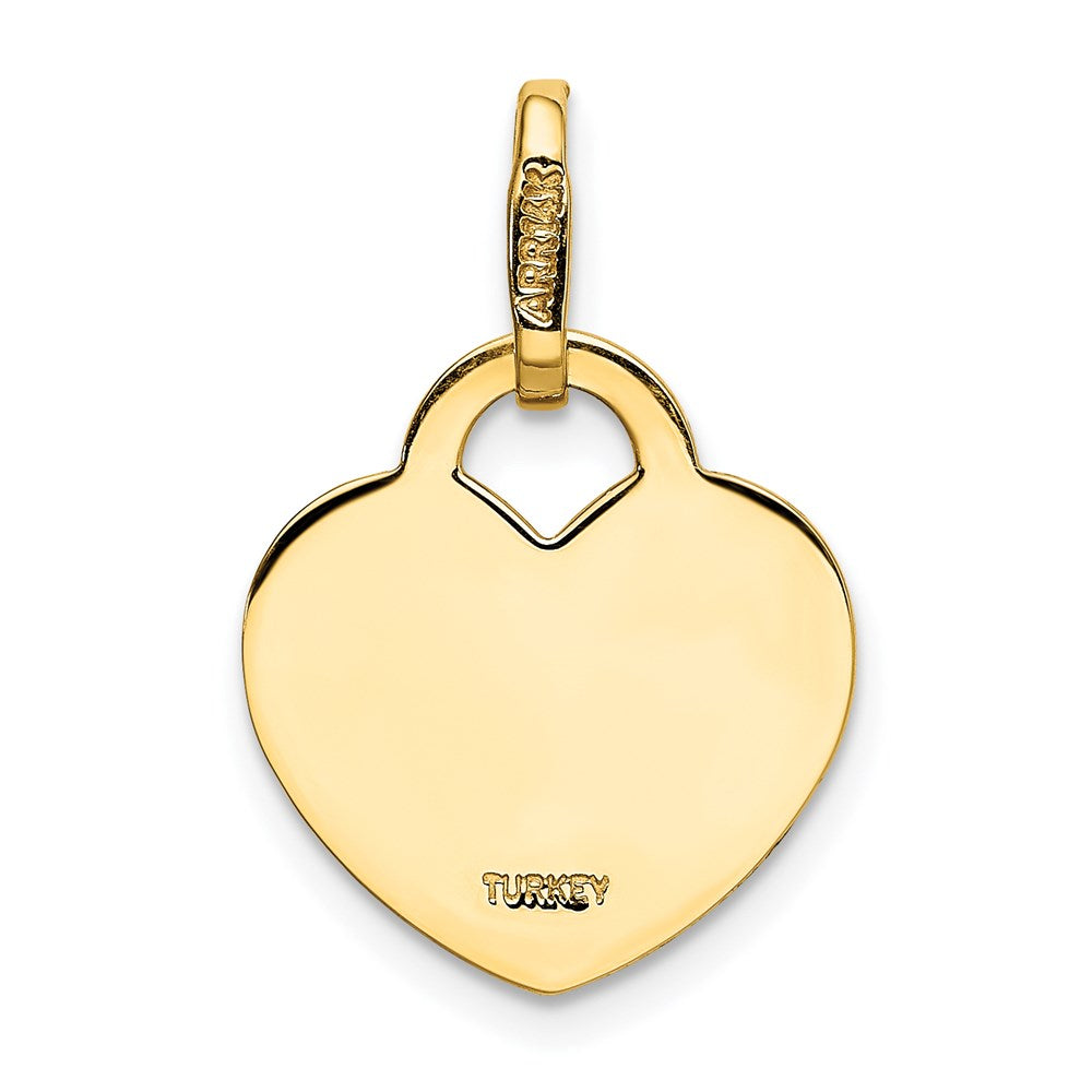 14k Yellow Gold Polished Heart Shaped Disc Pendant