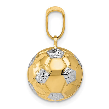 14k Yellow & Rhodium Gold w/Rhodium Soccer Ball Pendant
