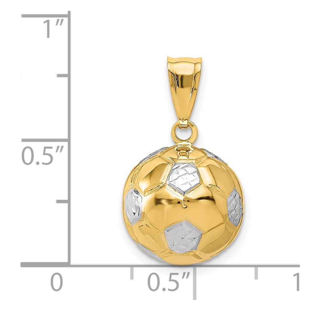 14k Yellow & Rhodium Gold w/Rhodium Soccer Ball Pendant