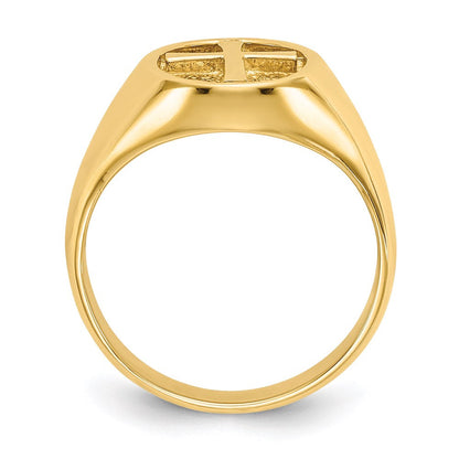 14K Yellow Gold Polished Eternal Life Cross Ring