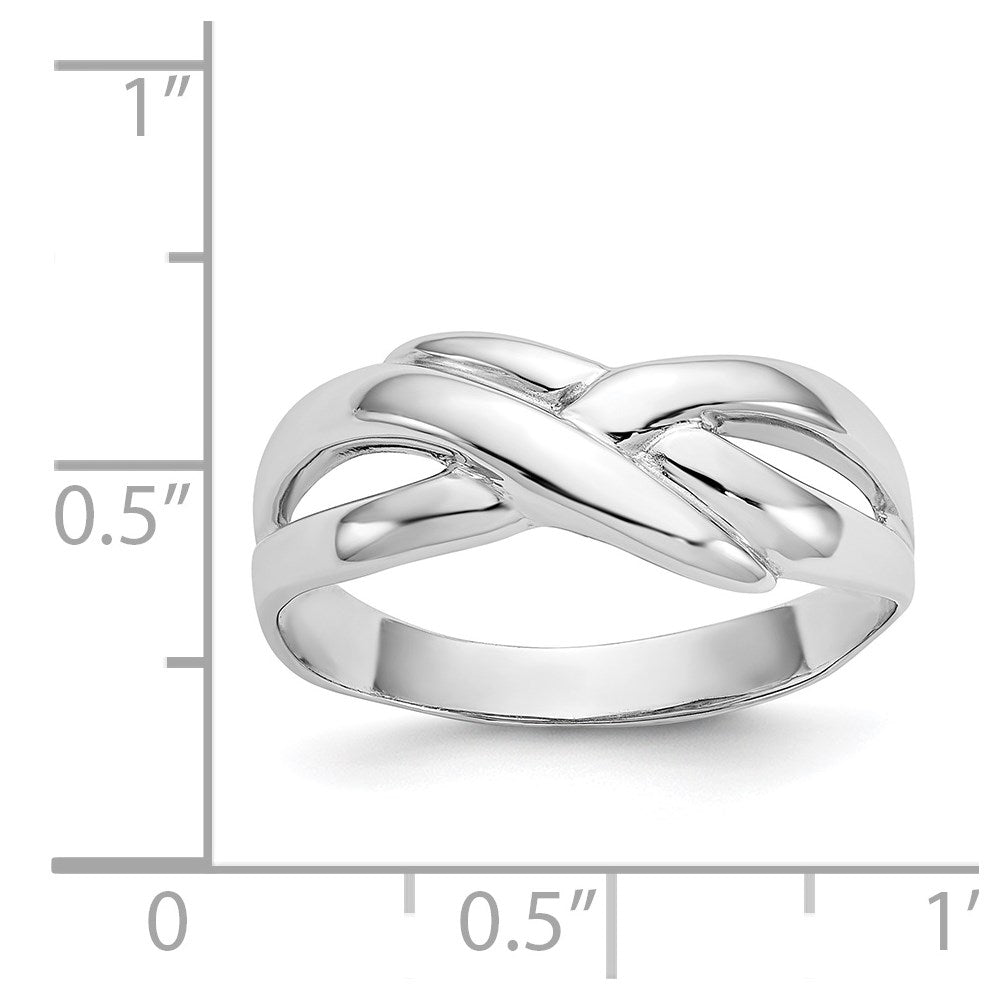 14k White Gold Polished X Dome Ring