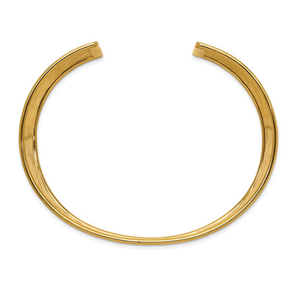 14k Yellow Gold 37mm Hammered Polished Cuff Bangle