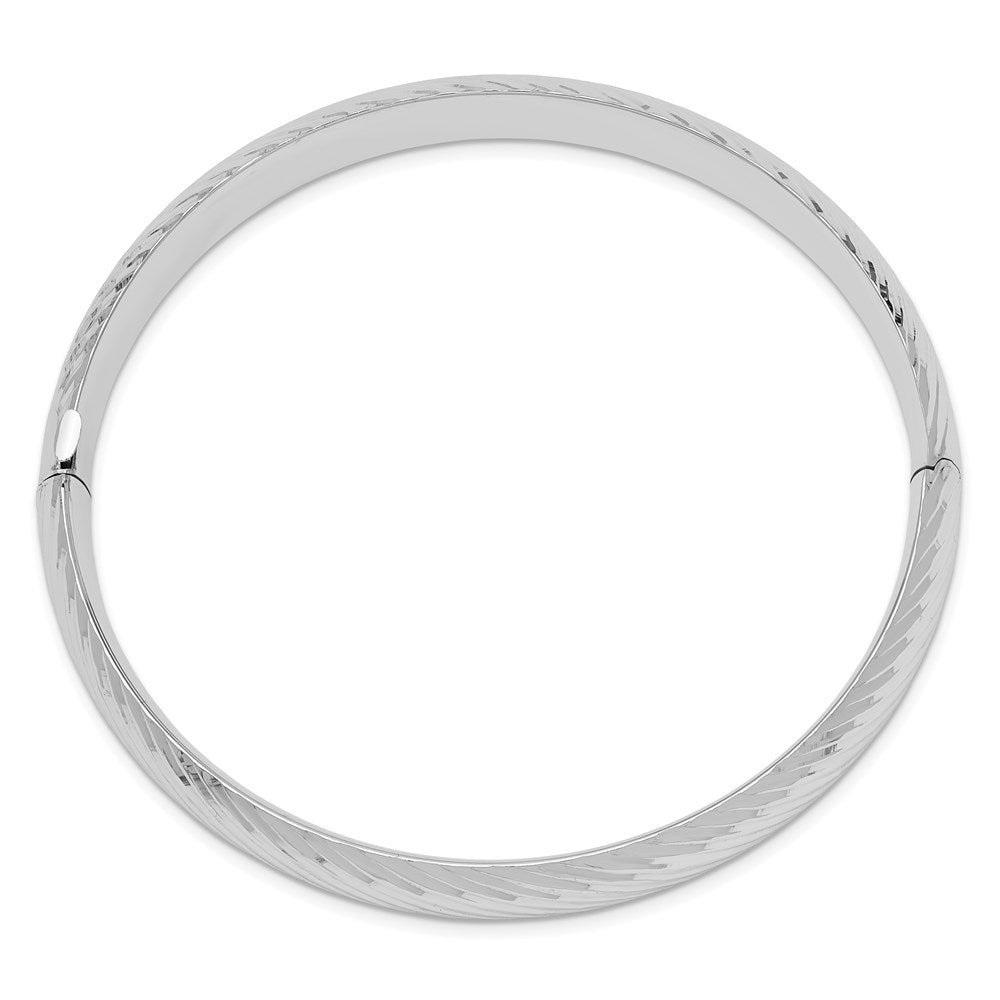 14k White Gold 7/16 Textured Hinged Bangle