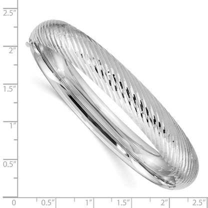 14k White Gold 7/16 Textured Hinged Bangle