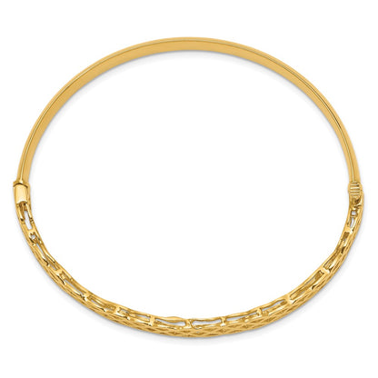 14k Yellow Gold Polished Wavy Hinged Bangle