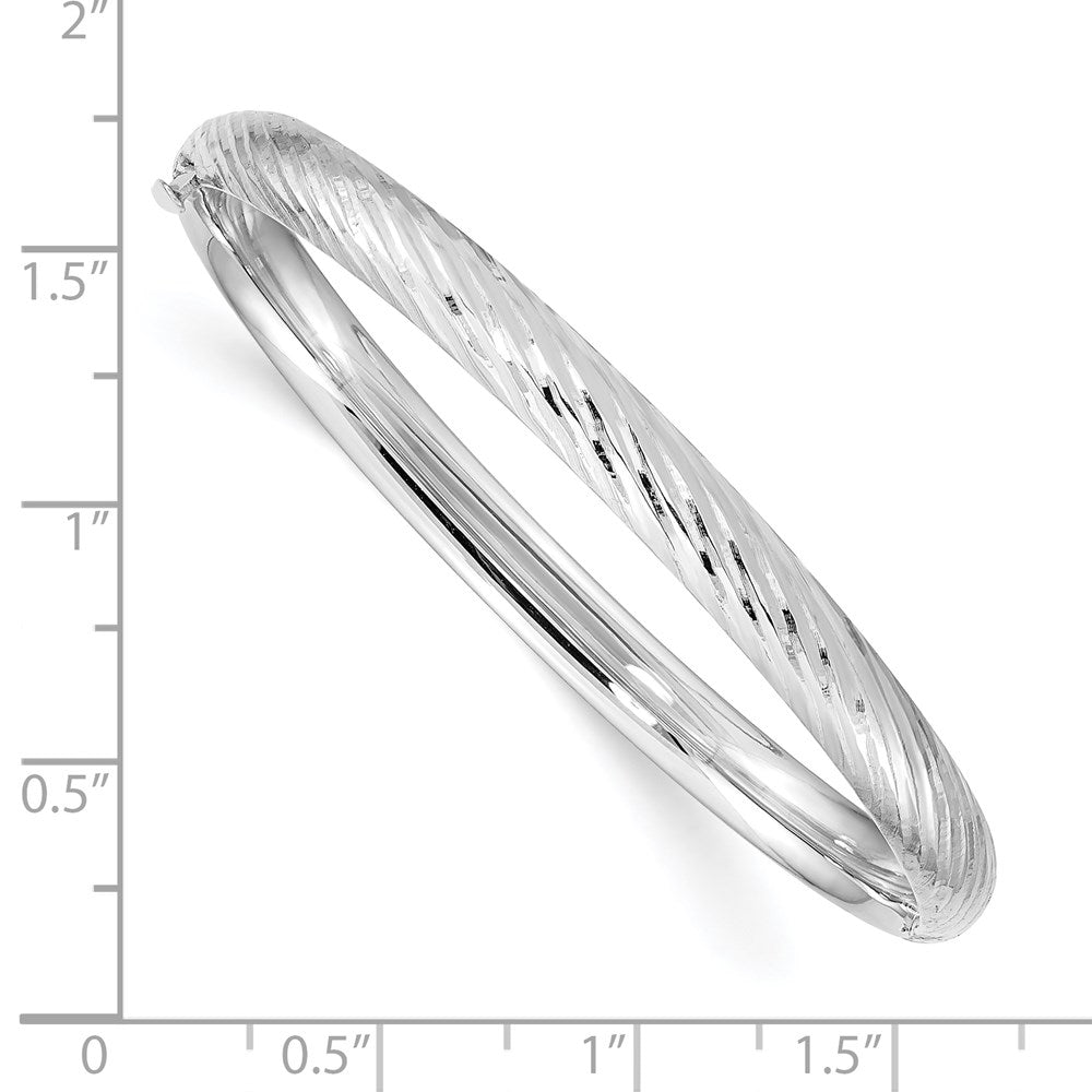 14k White Gold 3/16 Textured Children's Hinged Bangle