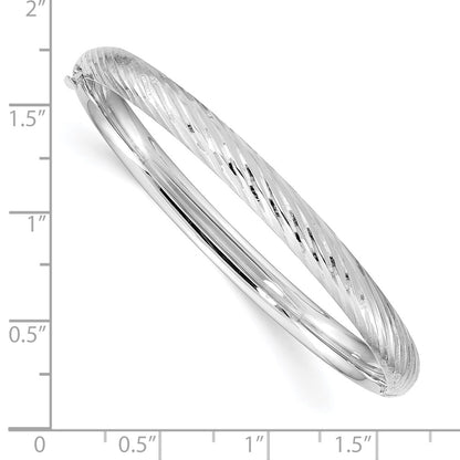 14k White Gold 3/16 Textured Children's Hinged Bangle