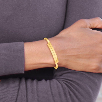 14k Yellow Goldy 2/16 Polished Overlap Hinged Bangle