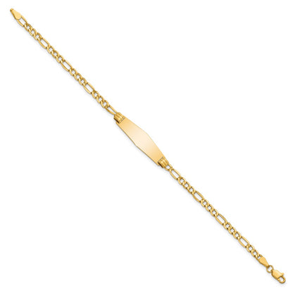 14k Semi-solid Soft Diamond Shape Figaro Link ID Bracelet