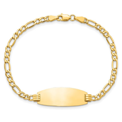 14k Semi-Solid Oval ID Figaro Bracelet