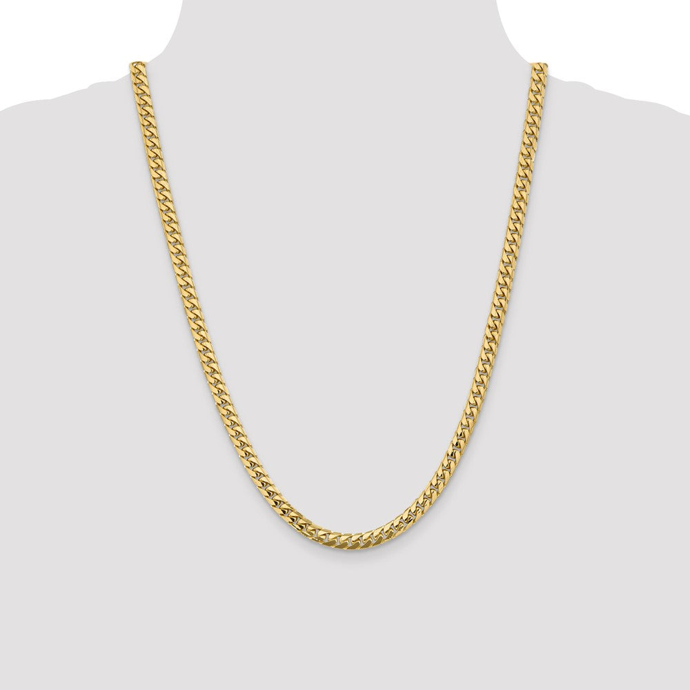 14K 24 inch 5.5mm Solid Miami Cuban Link with Lobster Clasp Chain Necklace