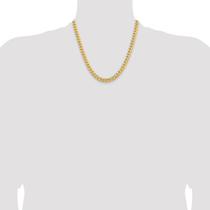 14K 20 inch 6.75mm Solid Miami Cuban Link with Lobster Clasp Chain Necklace