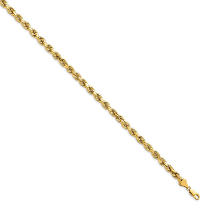 14K Yellow Gold 8 inch 5.5mm Semi Solid Diamond-cut Rope with Lobster Clasp Chain Bracelet