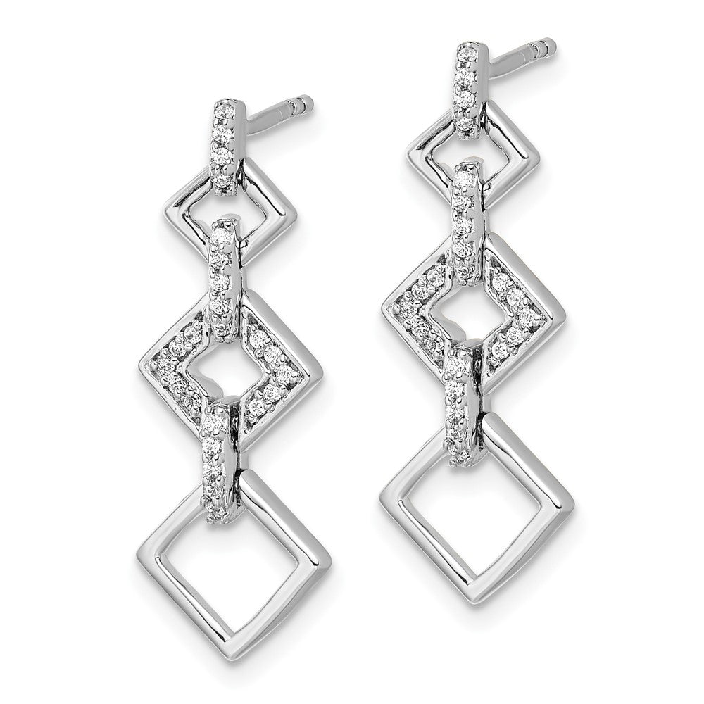 14k White Gold Real Diamond Fancy Dangle Earrings