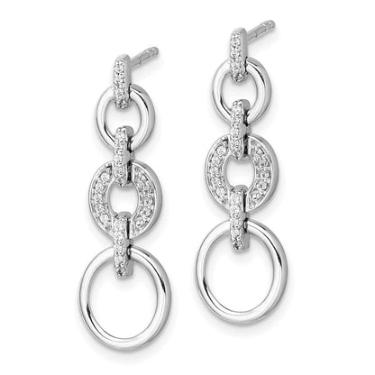 14k White Gold Real Diamond Fancy Dangle Earrings