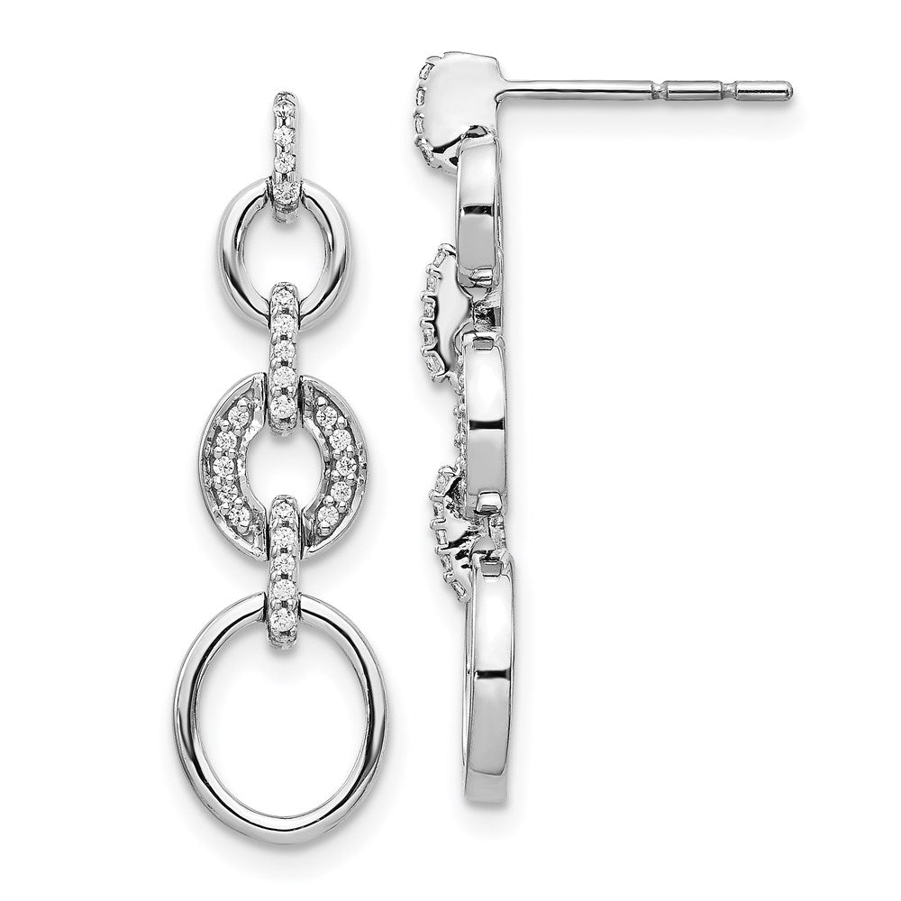 14k White Gold Real Diamond Fancy Dangle Earrings