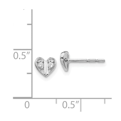 14k White Gold Real Diamond Heart Earrings