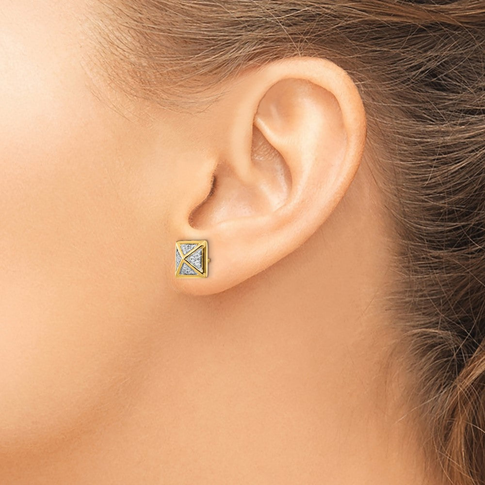 14k Yellow Gold Real Diamond Fancy Earrings