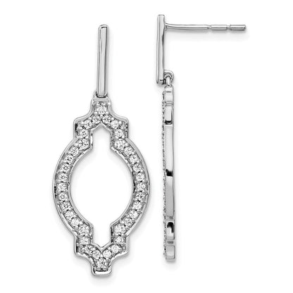 14k White Gold Real Diamond Fancy Dangle Earrings
