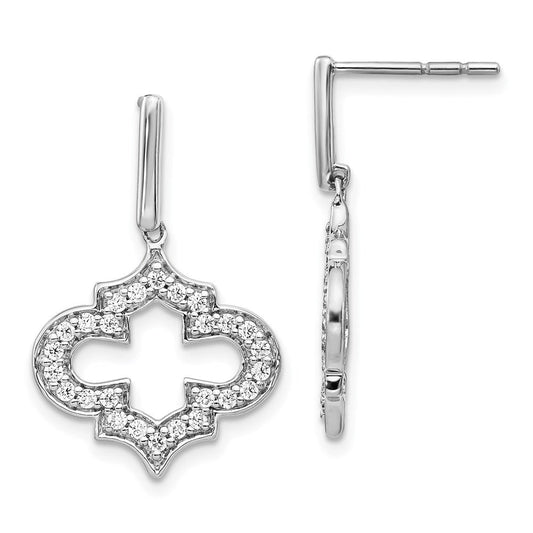 14k White Gold Real Diamond Fancy Dangle Earrings