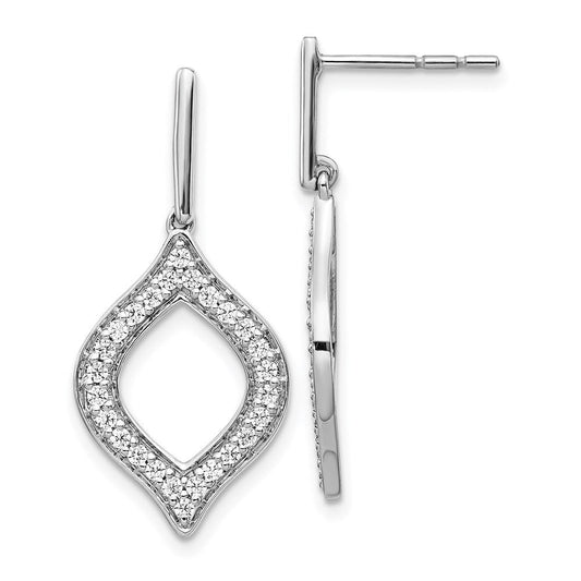 14k White Gold Real Diamond Fancy Dangle Earrings