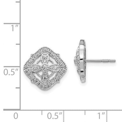 14k White Gold Real Diamond Fancy Earrings