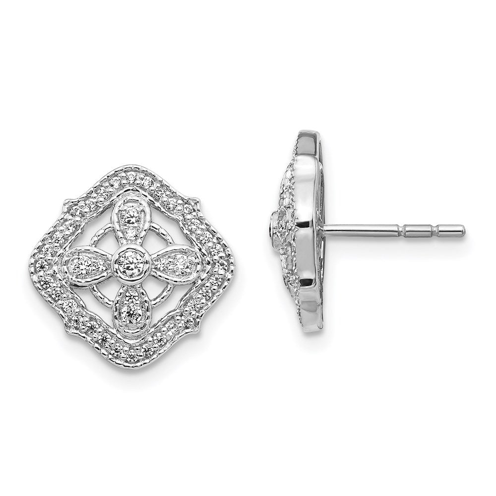 14k White Gold Real Diamond Fancy Earrings