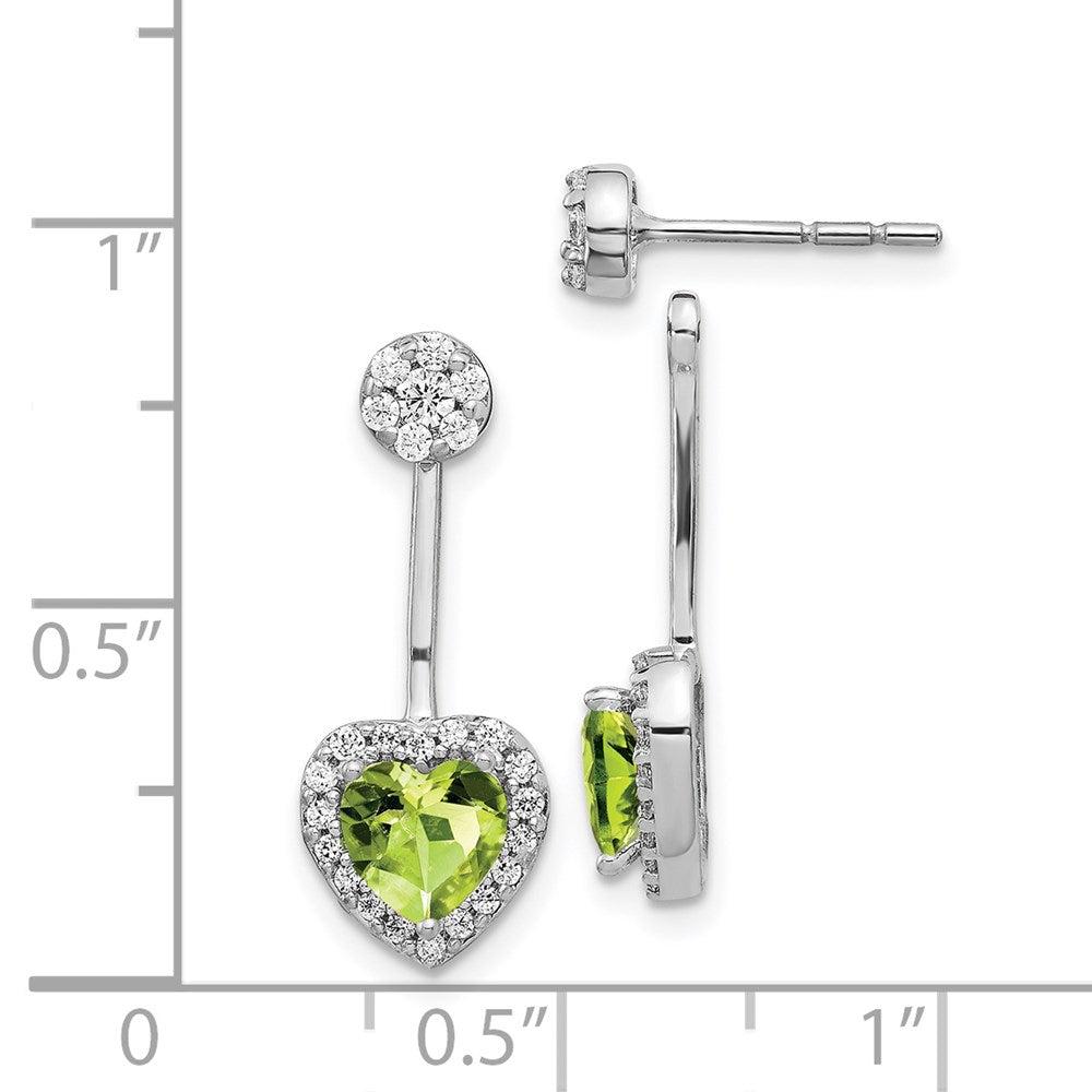 14k White Gold Real Diamond u0026 Peridot Earrings