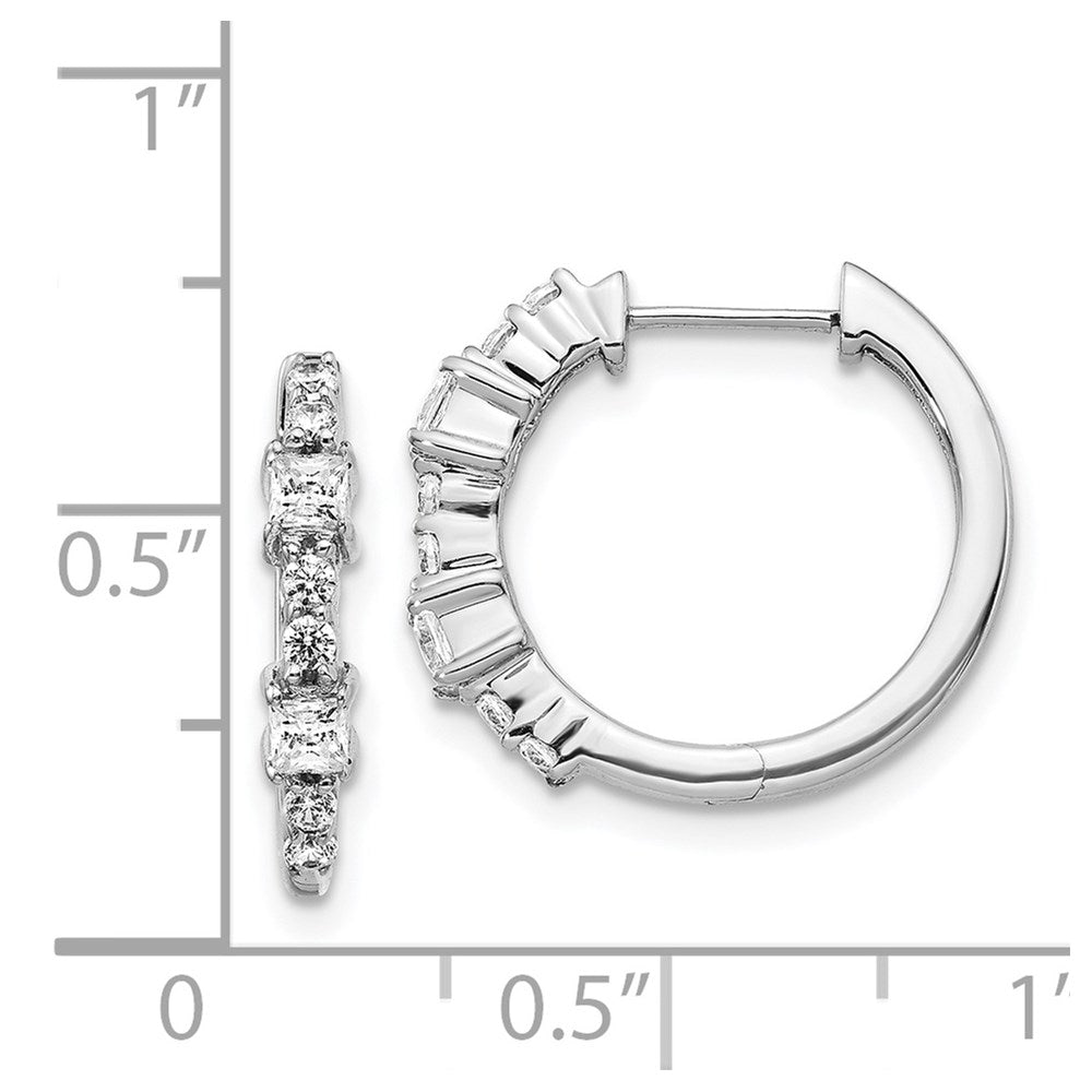 14k White Gold Real Diamond Hinged Hoop Earrings
