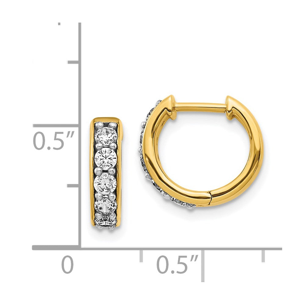 14k Yellow Gold Real Diamond Hinged Hoop Earrings