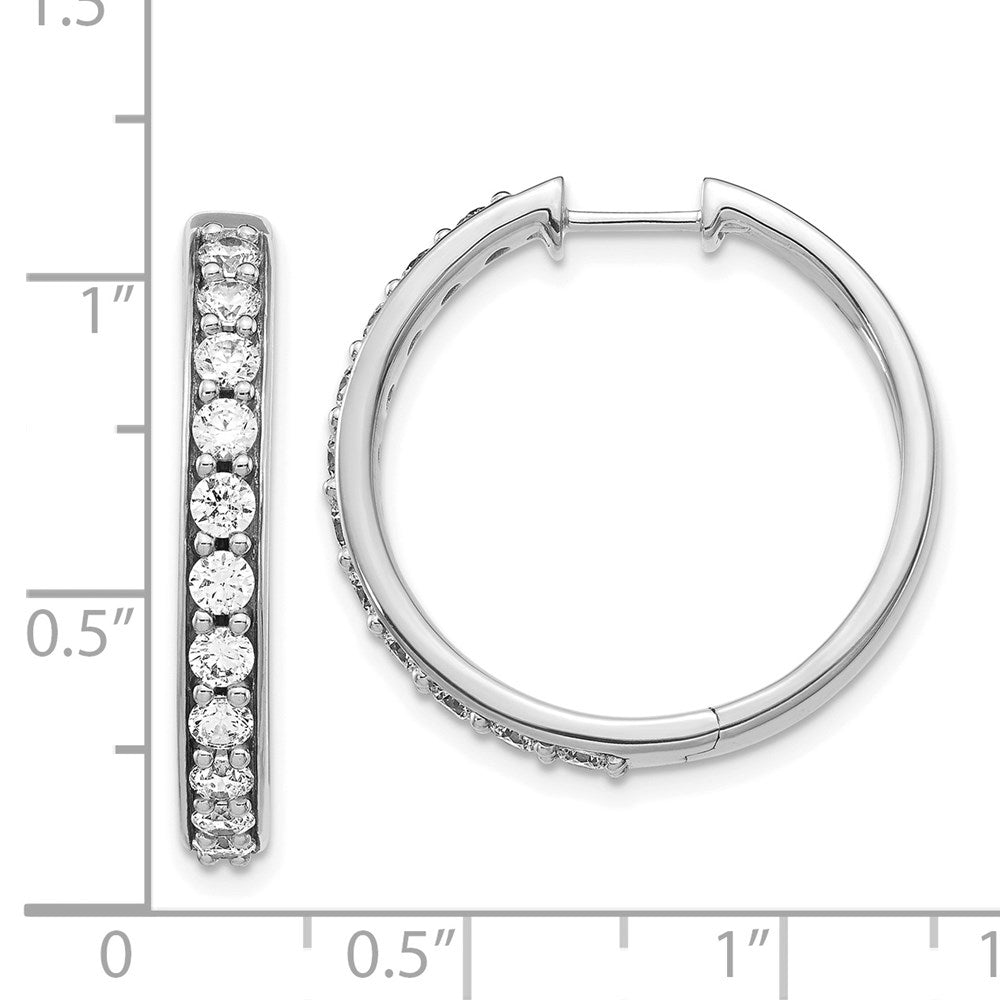 14k White Gold Real Diamond Hoop Earrings