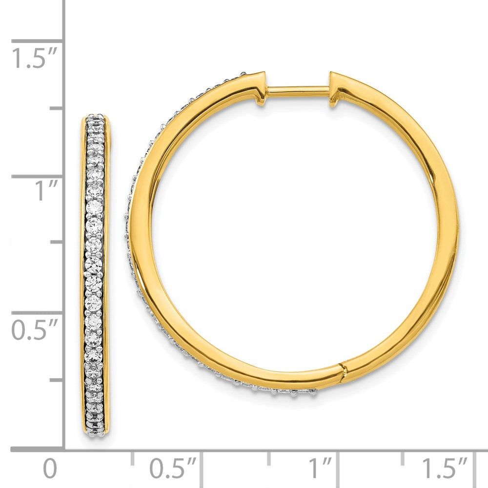 14k Yellow Gold Real Diamond Hinged Hoop Earrings