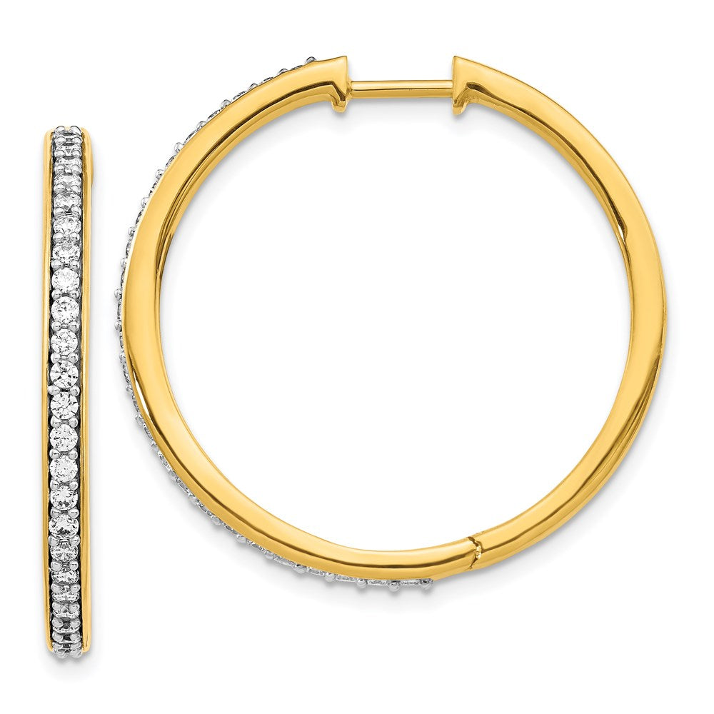 14k Yellow Gold Real Diamond Hinged Hoop Earrings