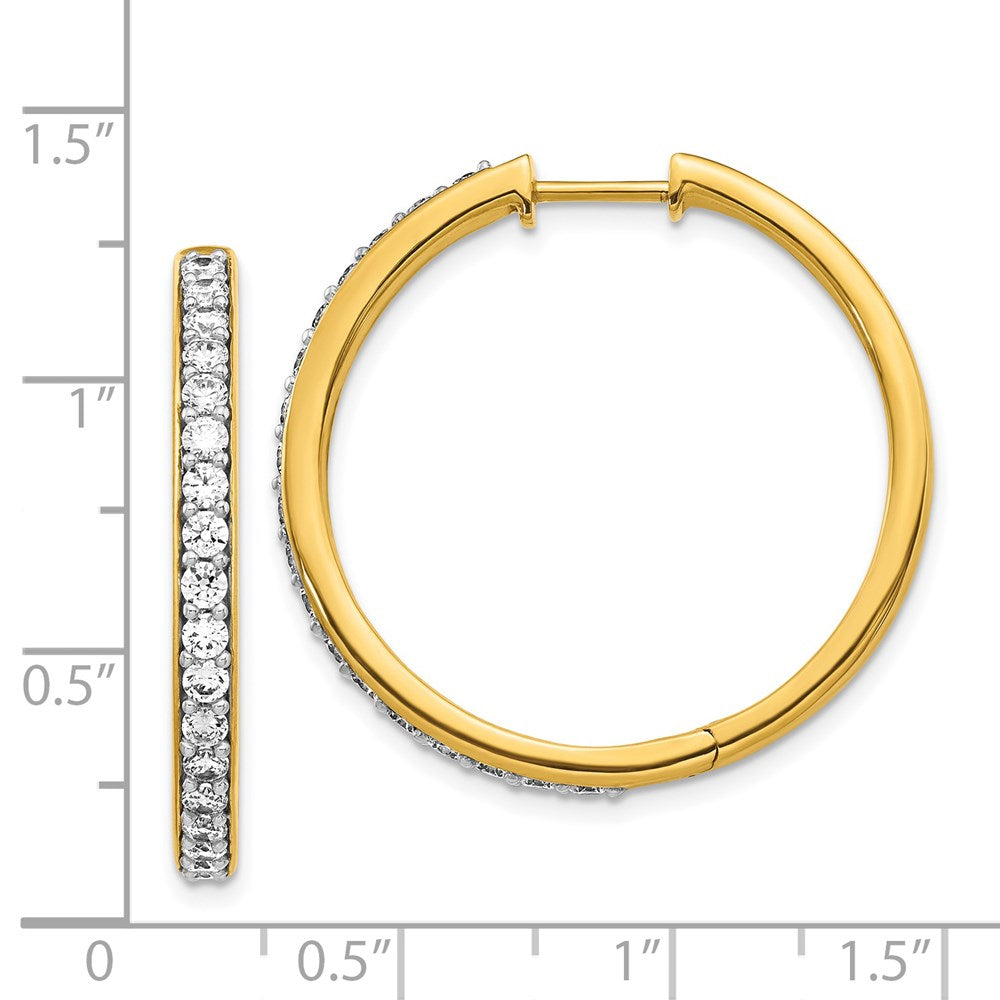 14k Yellow Gold Real Diamond Hinged Hoop Earrings