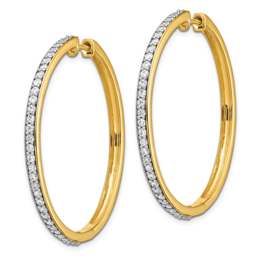 14k Yellow Gold Real Diamond Hinged Hoop Earrings