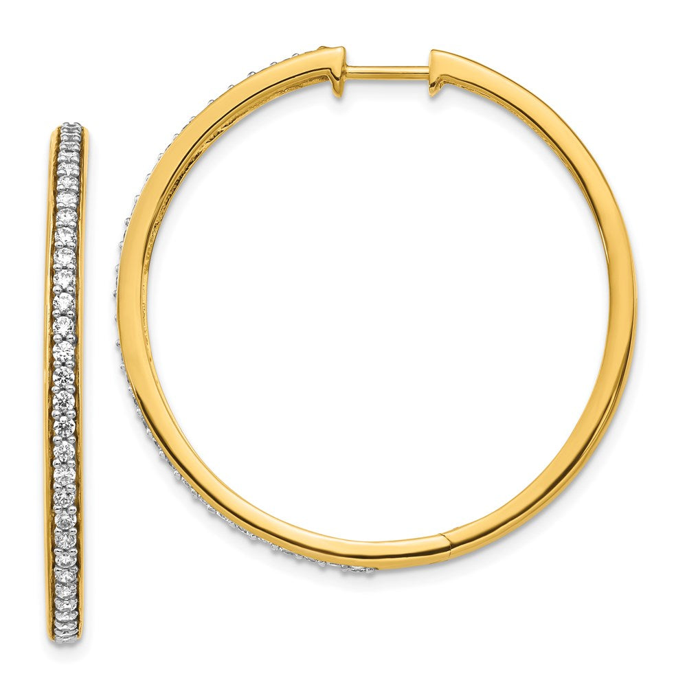 14k Yellow Gold Real Diamond Hinged Hoop Earrings