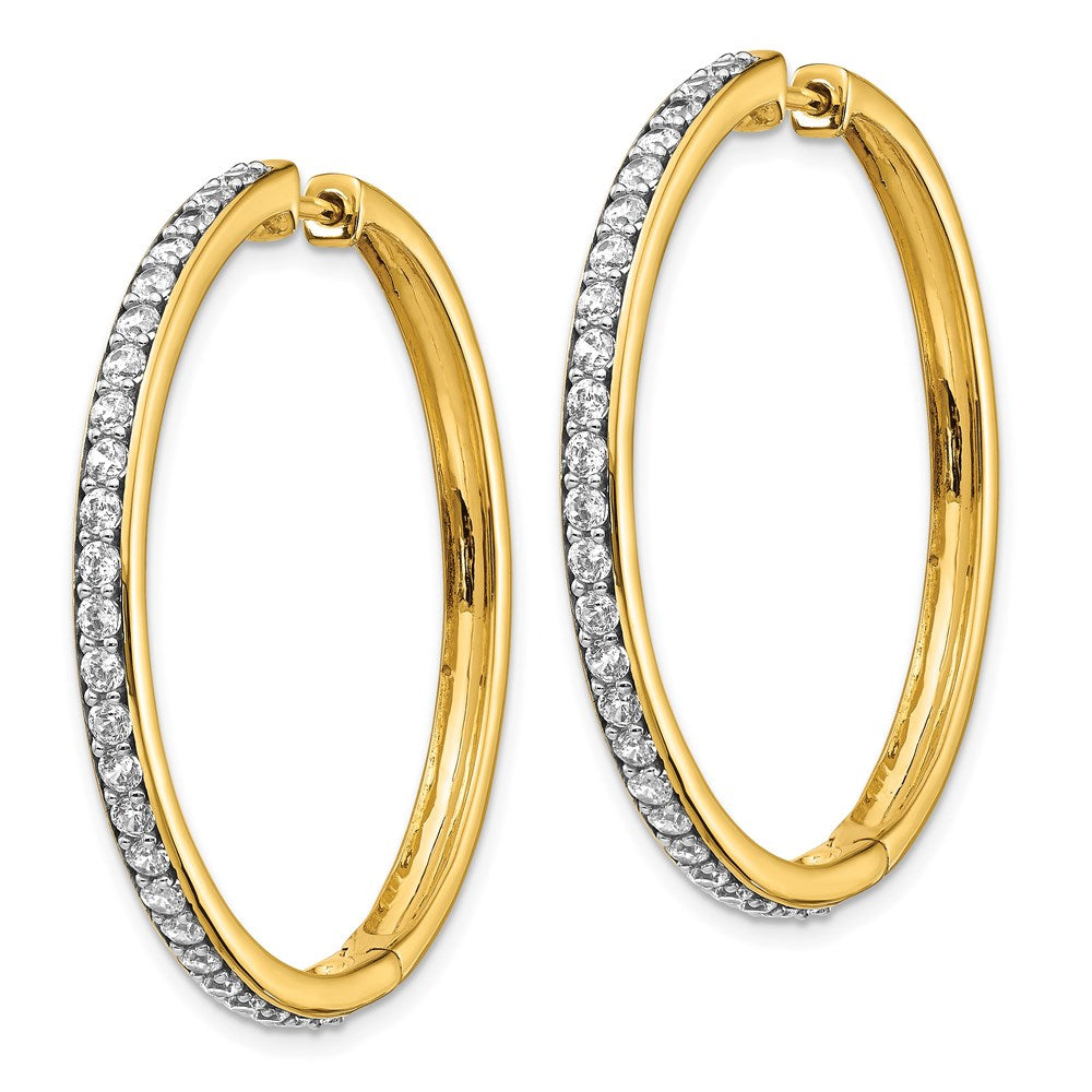 14k Yellow Gold Real Diamond Hinged Hoop Earrings