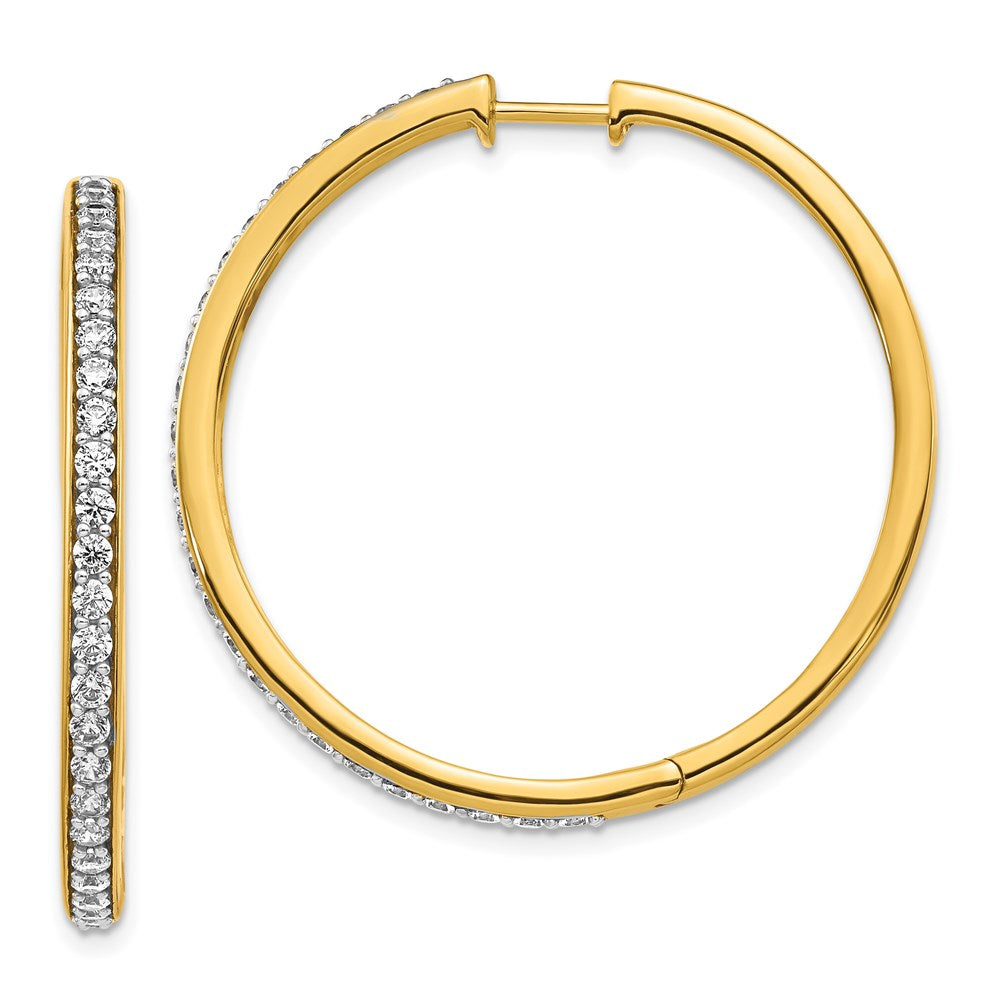 14k Yellow Gold Real Diamond Hinged Hoop Earrings