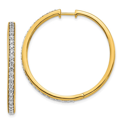 14k Yellow Gold Real Diamond Hinged Hoop Earrings