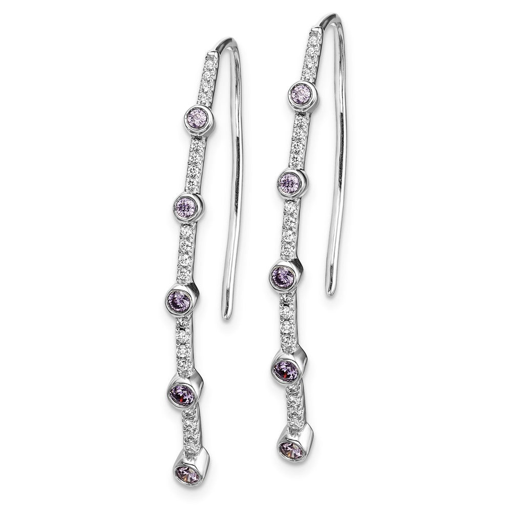 14k White Gold Real Diamond and Amethyst Earrings