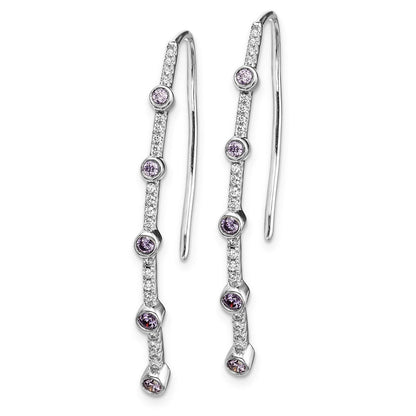 14k White Gold Real Diamond and Amethyst Earrings