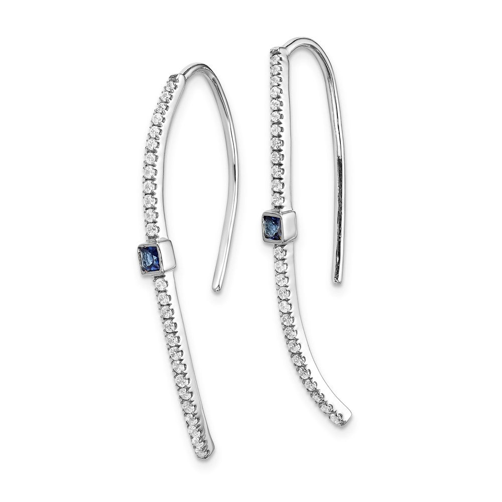 14k White Gold Real Diamond and Sapphire Earrings