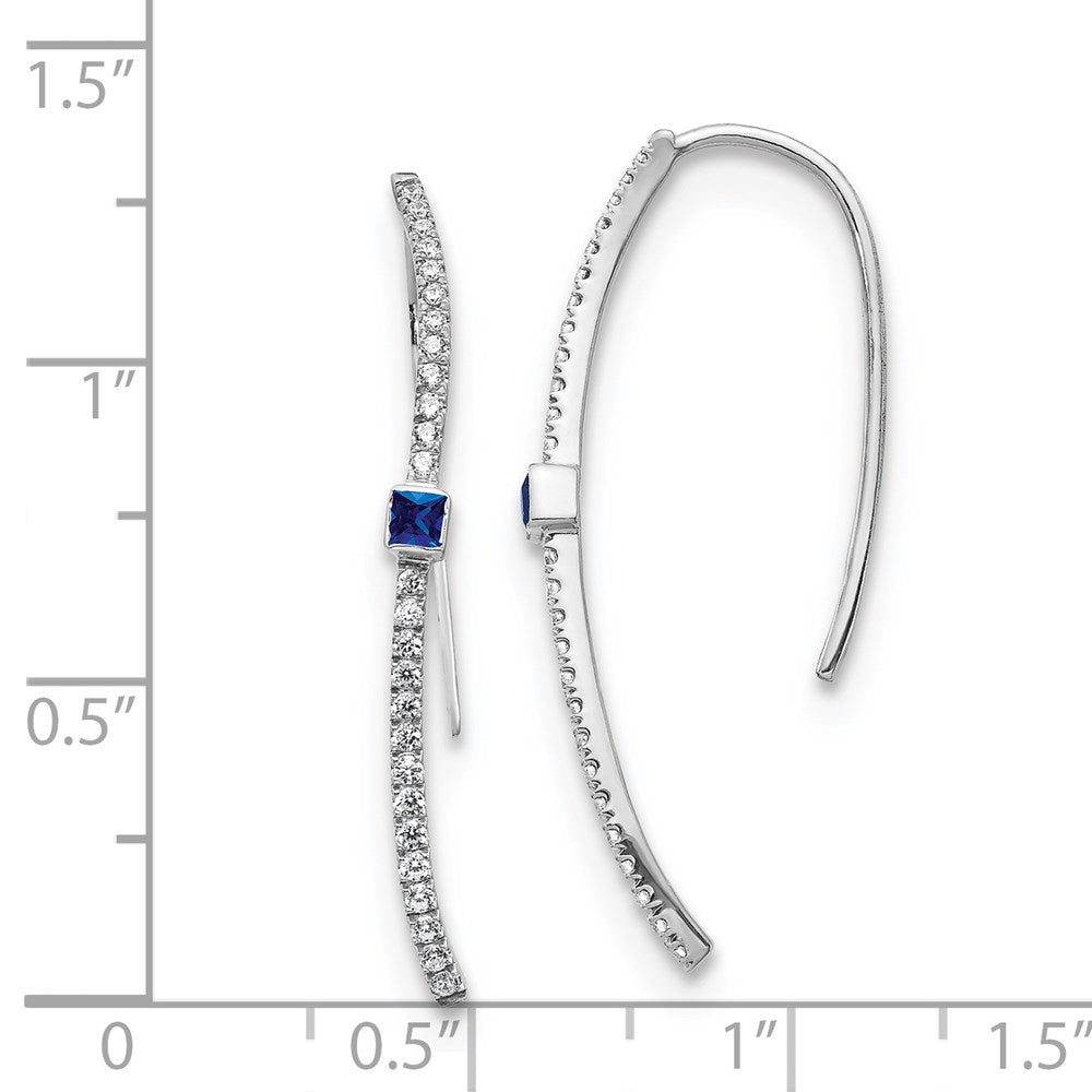 14k White Gold Real Diamond and Sapphire Earrings
