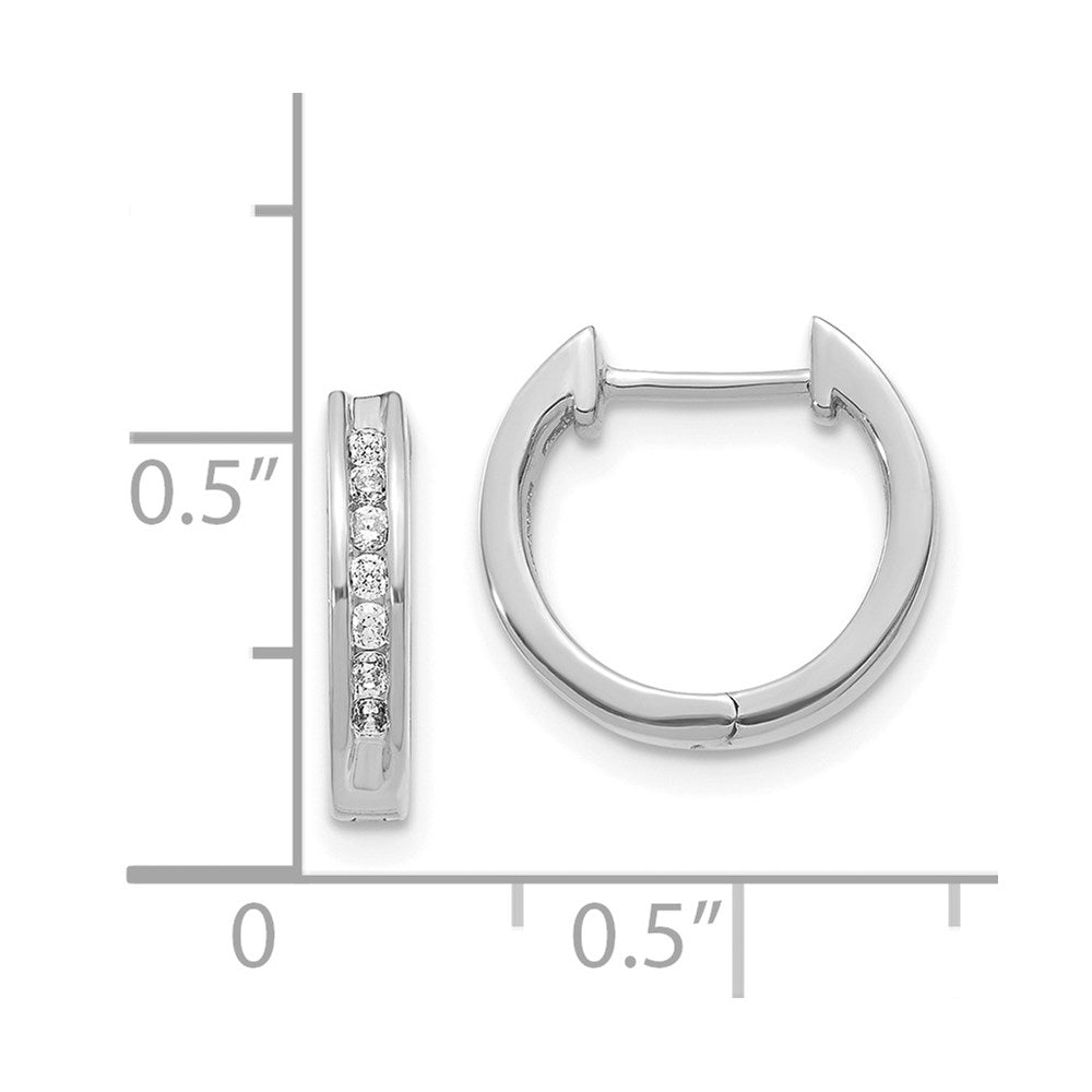 14k White Gold Real Diamond Hinged Hoop Earrings