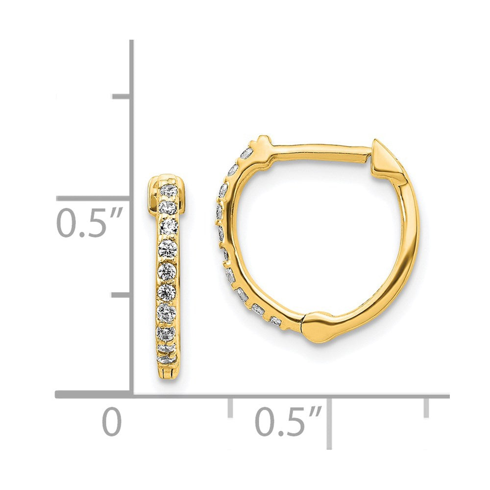 14k Yellow Gold Real Diamond Hinged Hoop Earrings