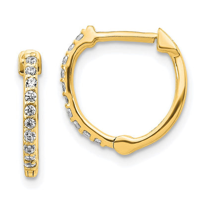 14k Yellow Gold Real Diamond Hinged Hoop Earrings