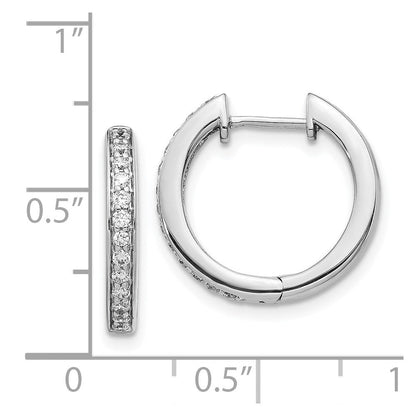14k White Gold Real Diamond Complete Hinged Hoop Earrings