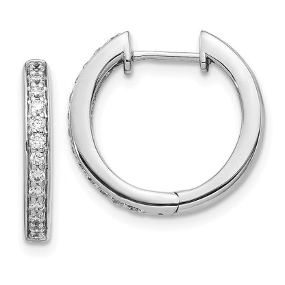 14k White Gold Real Diamond Complete Hinged Hoop Earrings
